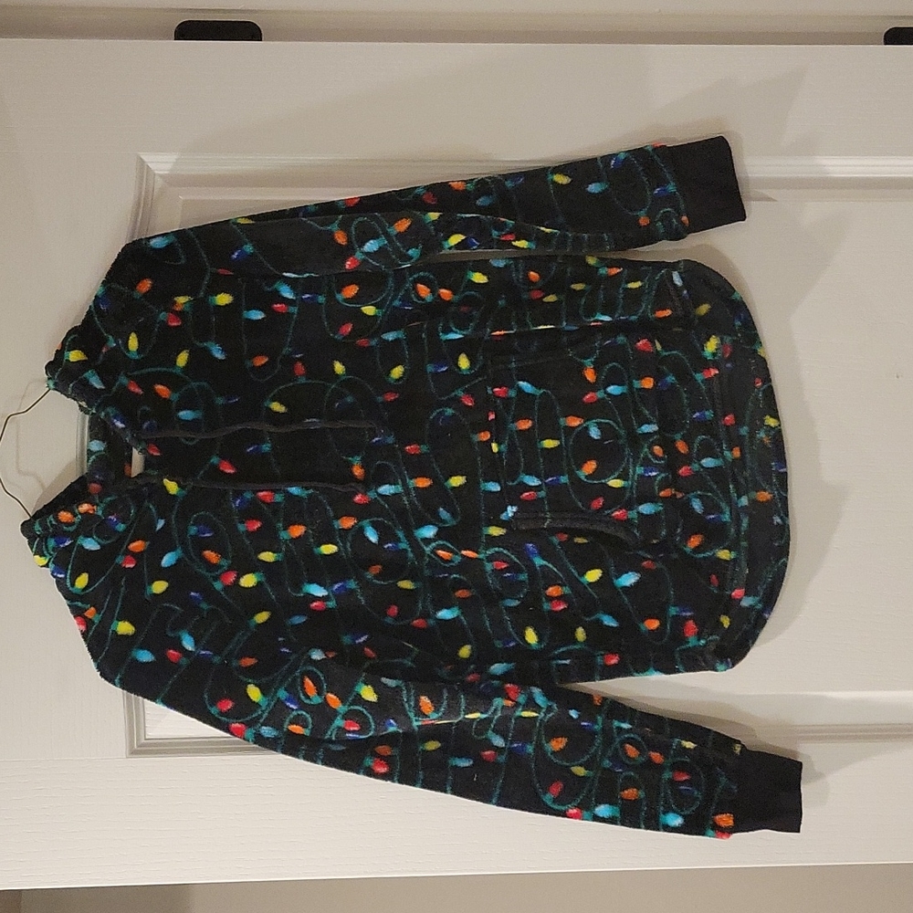 Girls fleece holiday lights hoodie size M (7-9)